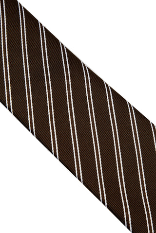  Koyu Kahve Çizgili Kravat