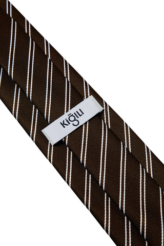  Koyu Kahve Çizgili Kravat