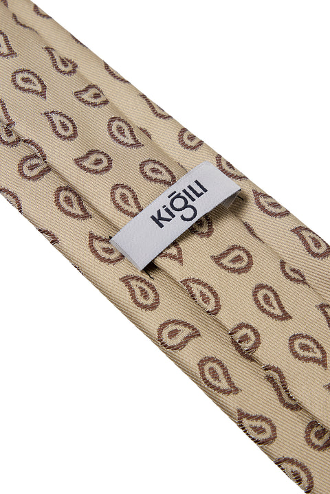 Krem Desenli Kravat