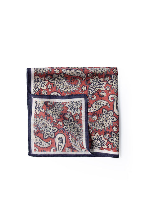 Koyu Kırmızı Desenli Modal Mendil