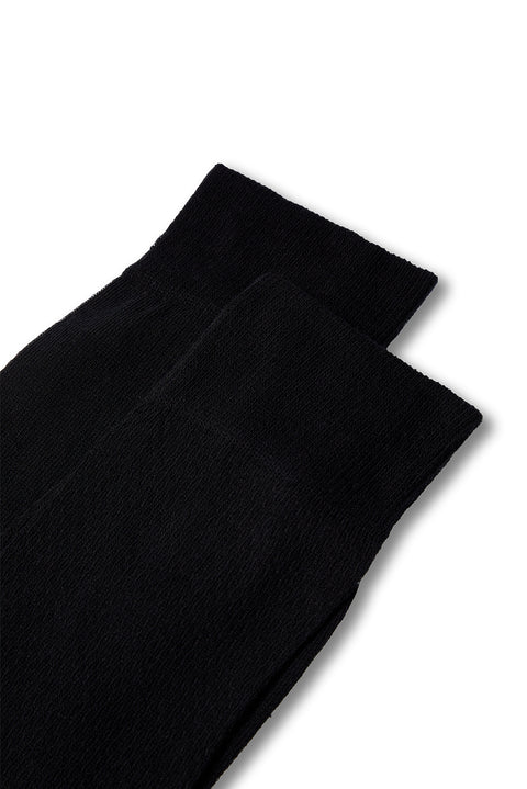 Black 2-Pack Cotton Lycra Stretch Patterned Thin Sock Set