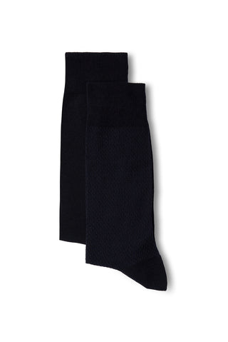  Koyu Lacivert 2'li Pamuklu Likralı Esnek Desenli İnce Çorap Seti