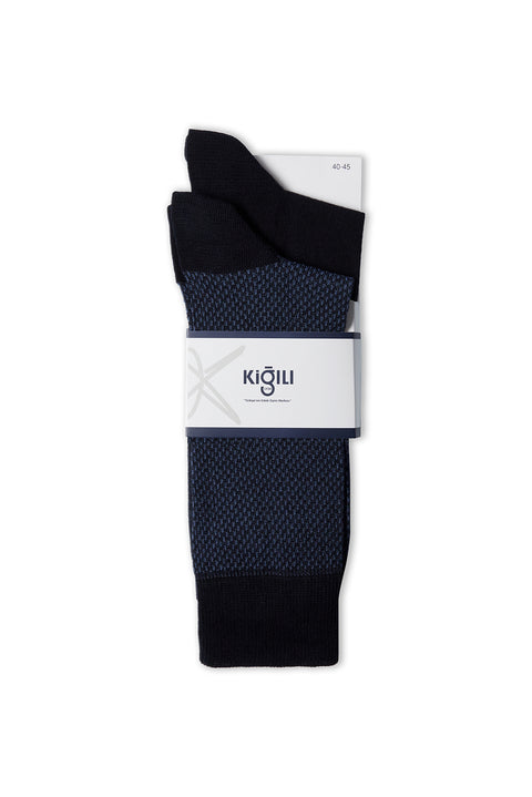 Indigo 2-Pack Cotton Lycra Stretchy Patterned Thin Sock Set