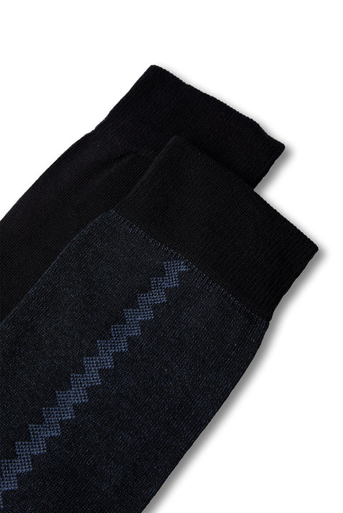 Açık Siyah 2'li Pamuklu Likralı Esnek Desenli İnce Çorap Seti