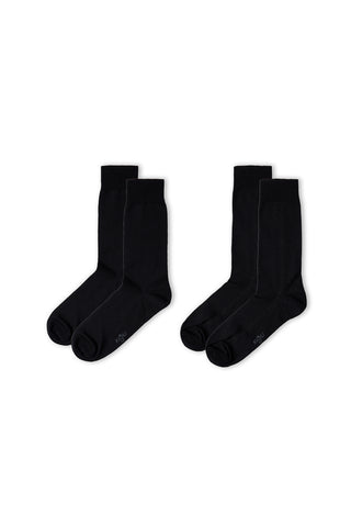  Siyah 2'li Pamuklu Likralı Esnek Desenli İnce Çorap Seti