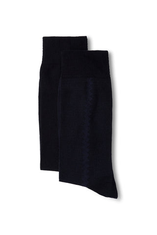  Koyu Lacivert 2'li Pamuklu Likralı Esnek Desenli İnce Çorap Seti