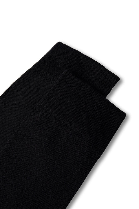Black 2-Pack Cotton Lycra Stretch Patterned Thin Sock Set
