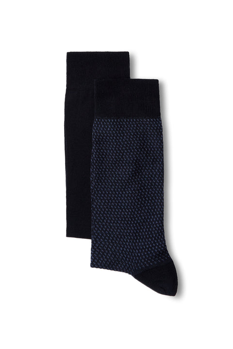 İndigo 2'li Pamuklu Likralı Esnek Desenli İnce Çorap Seti