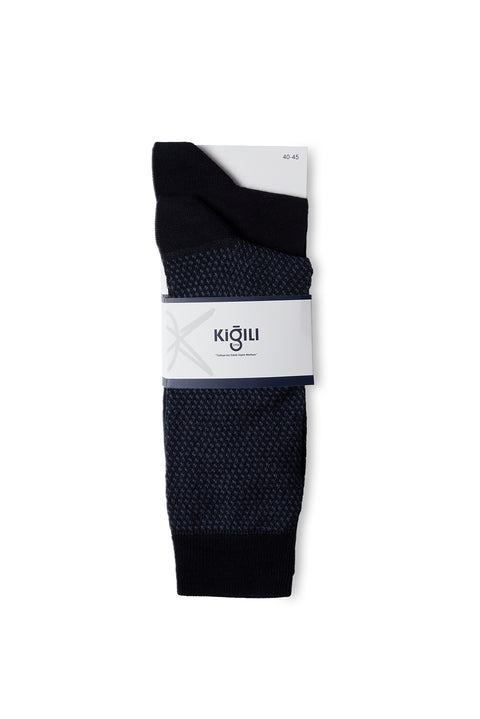 Indigo 2-Pack Cotton Lycra Flexible Patterned Thin Socks Set