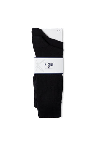  Siyah 2'li Pamuklu Likralı Esnek Desenli İnce Çorap Seti