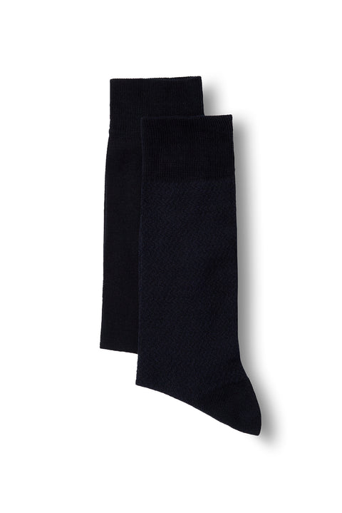 Dark Navy 2-Pack Cotton Lycra Flexible Patterned Thin Sock Set