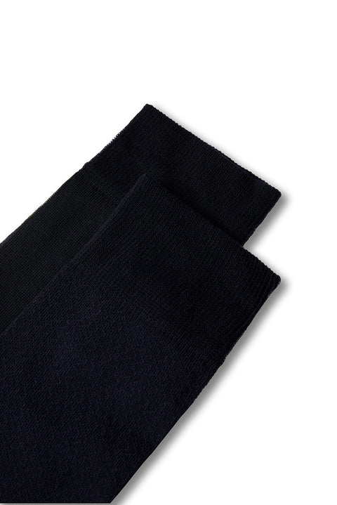 Koyu Lacivert 2'li Pamuklu Likralı Esnek Desenli İnce Çorap Seti