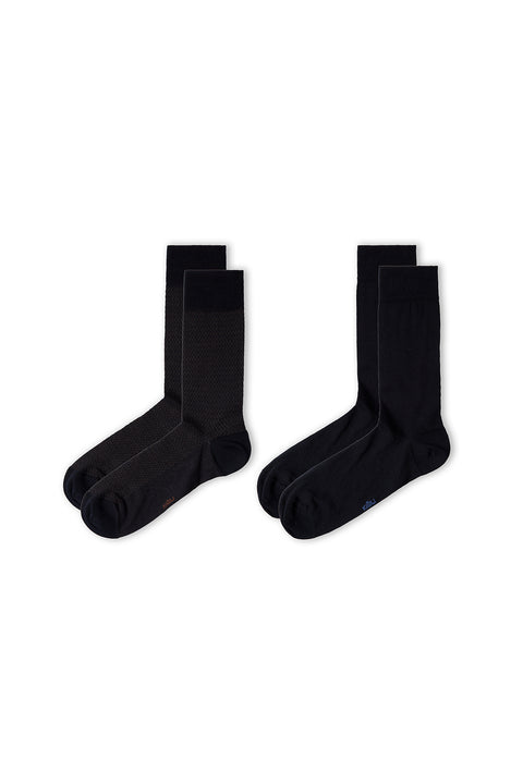 Dark Brown 2-Pack Cotton Lycra Flexible Patterned Thin Sock Set