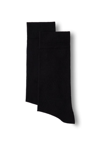  Siyah 2'li Pamuklu Likralı Esnek Desenli İnce Çorap Seti