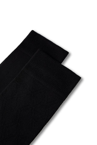  Siyah 2'li Pamuklu Likralı Esnek Desenli İnce Çorap Seti