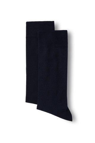  Koyu Lacivert 2'li Pamuklu Likralı Esnek Desenli İnce Çorap Seti