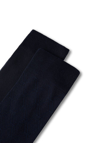  Koyu Lacivert 2'li Pamuklu Likralı Esnek Desenli İnce Çorap Seti