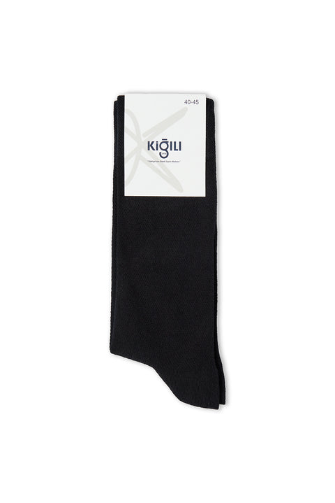 Black Single Patterned Socks
