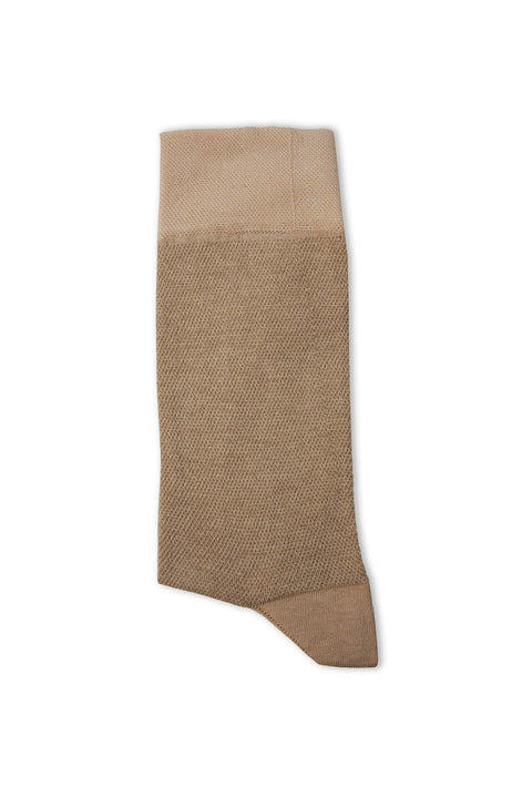 Dark Beige Single Patterned Cotton Thin Socks