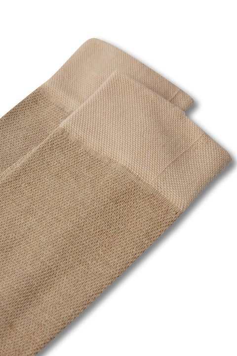 Dark Beige Single Patterned Cotton Thin Socks