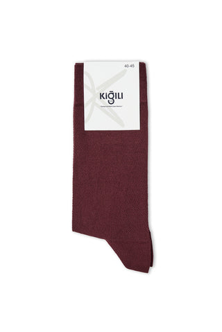  Koyu Bordo Tekli Desenli Pamuklu İnce Çorap