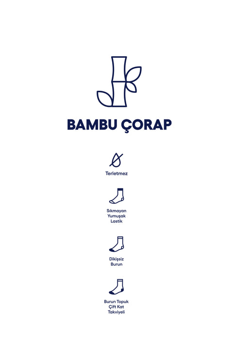 Siyah 2'li İnce Bambu Karışımlı Desenli Çorap Seti