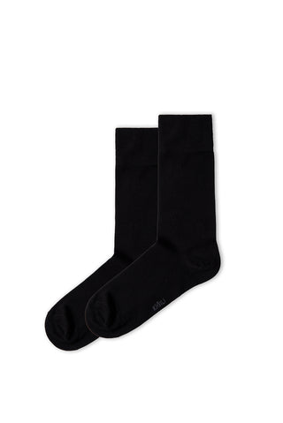  Siyah Tekli Bambu Karışımlı Düz Çorap