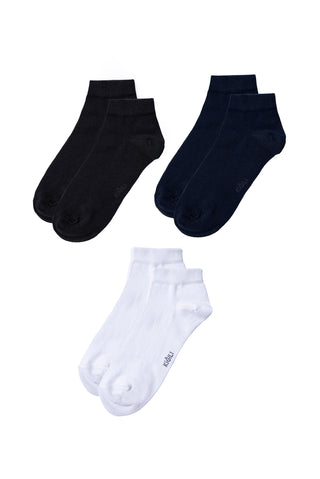  Çok Renkli 3'lü Pamuklu Esnek Spor Çorap Seti