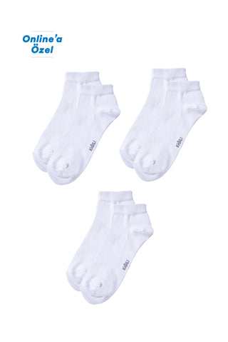  Beyaz 3'lü Pamuklu Esnek Spor Çorap Seti