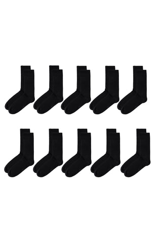  Siyah 10'lu Pamuklu Esnek Klasik Çorap Seti