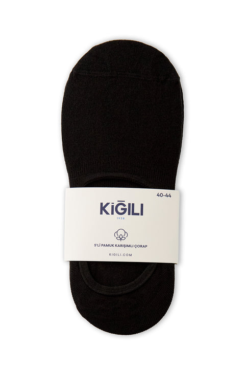 Black 5-Pack Cotton Flexible Loafer Sock Set