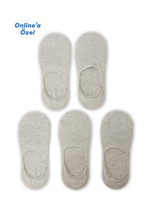 Mid Grey 5-Pack Cotton Stretch Loafer Sock Set