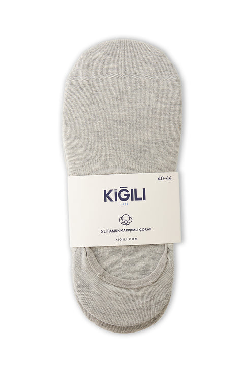 Mid Grey 5-Pack Cotton Stretch Loafer Sock Set