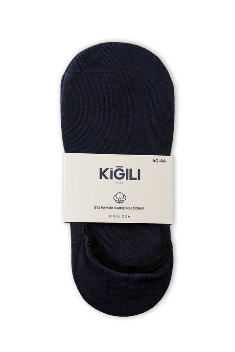 Dark Navy 5-Pack Cotton Stretch Loafer Sock Set