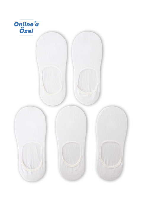White 5-Pack Cotton Flexible Loafer Socks Set