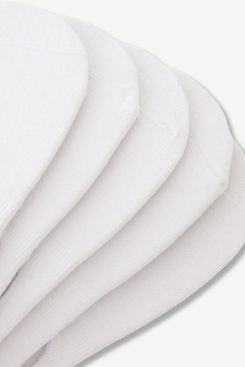 White 5-Pack Cotton Flexible Loafer Socks Set