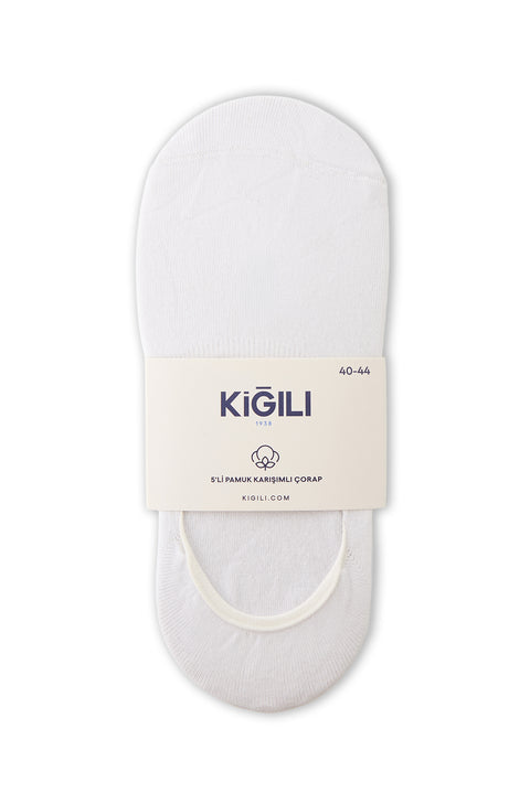 White 5-Pack Cotton Flexible Loafer Socks Set
