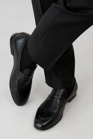  Siyah Klasik Deri Loafer Ayakkabı