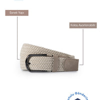Light Beige Sports Lycra Elastic Knit Belt in Gift Box