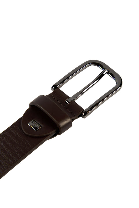 Dark Brown Plain Leather Belt (3.5 cm Width)