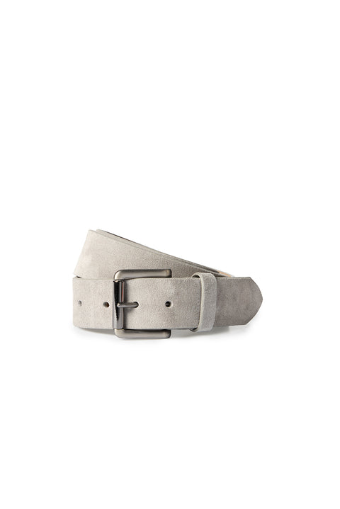 Medium Grey Genuine Leather Flat Sport Suede Belt