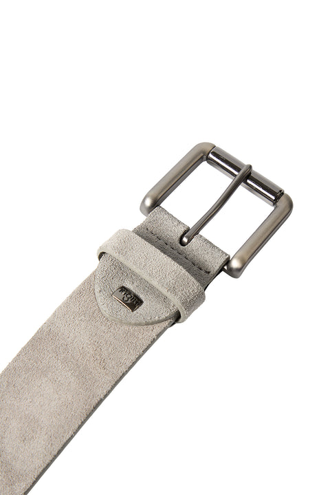 Medium Grey Genuine Leather Flat Sport Suede Belt