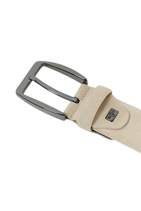 Medium Beige Sports Genuine Leather Suede Belt