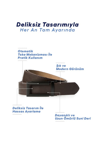  Koyu Kahve Otomatik Tokalı Düz Kemer