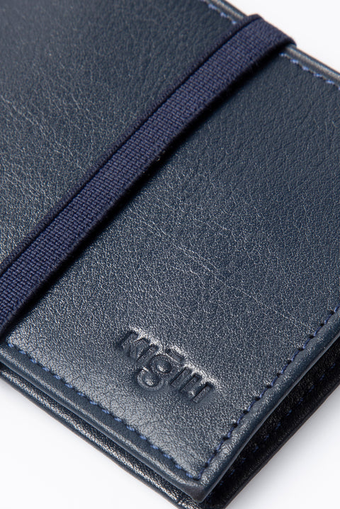 Koyu Lacivert Lastikli Deri Cüzdan