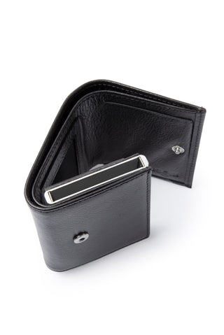  Siyah Mekanizmalı Deri Cüzdan