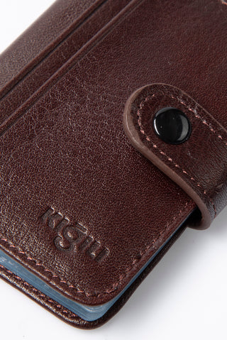  Koyu Kahve Çıtçıtlı Deri Kartlık