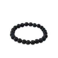 Black Natural Stone Bead Bracelet (M)