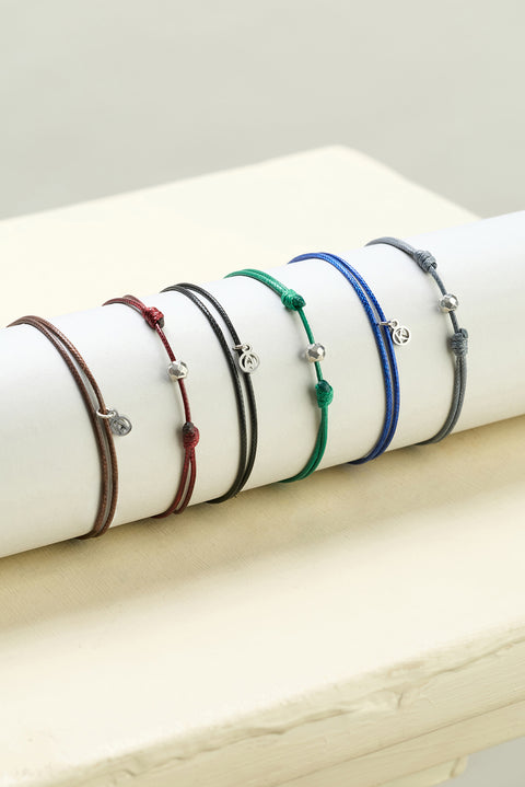 Açık Bordo x AtolyeWolf Paslanmaz Çelik Gümüş Kaplama Şans Bileklik