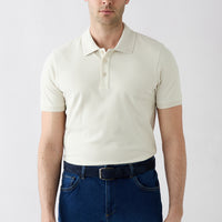 Taş Kıvrılmaz Polo Yaka Slim Fit Dar Kesim Ribana Detaylı Pamuk Tişört